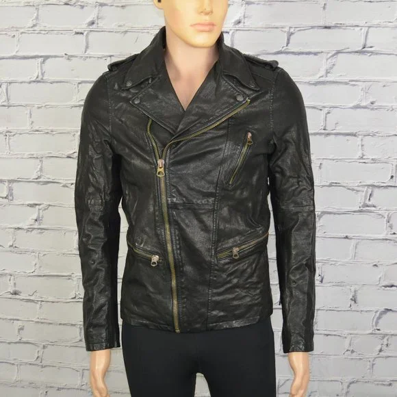 Mens Scotch and Soda Leather Biker Jacket Motorcycle cafe racer size small